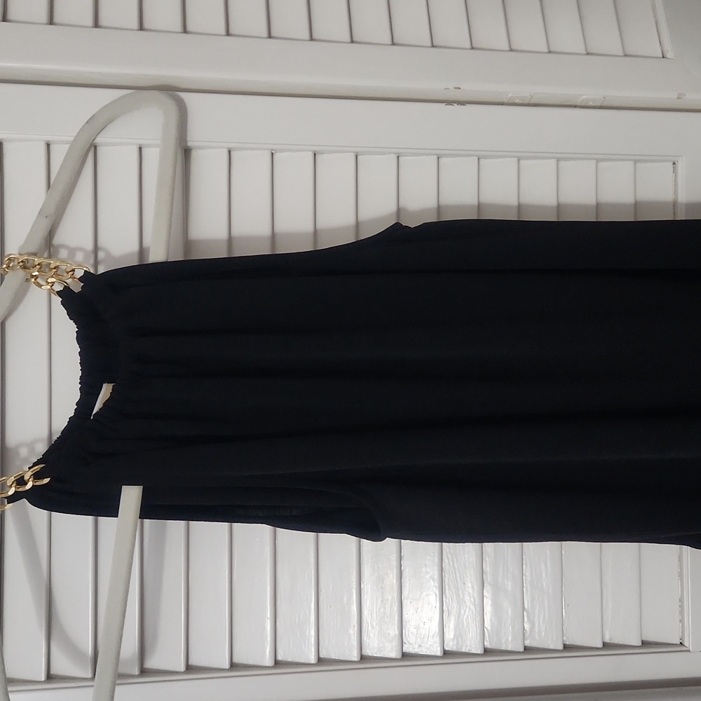 Black Sleeveless Dress with Gold Chain Straps MICHAEL KORS